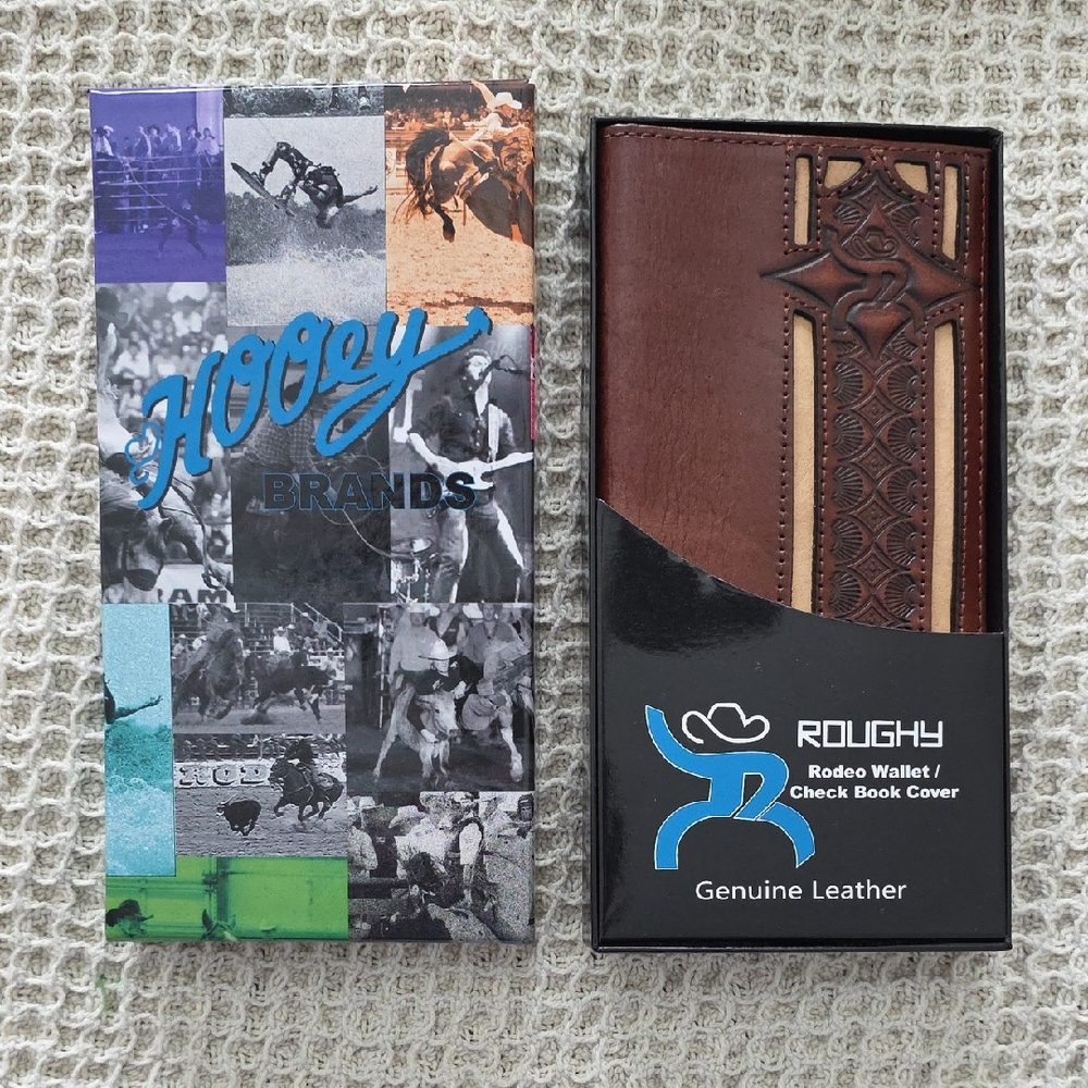 Hooey Roughy Brown Leather Checkbook Cover
